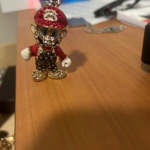 Red and Gold Mario Pendant and rise gold chain